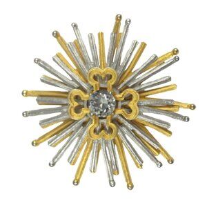 Vans Authentics 2865 Brooch Pin Goldtone Starburst Sunburst Vintage 3 in READ